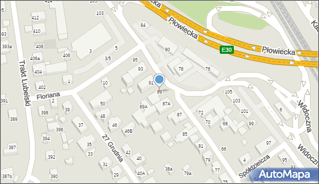 Warszawa, Błękitna, 89, mapa Warszawy