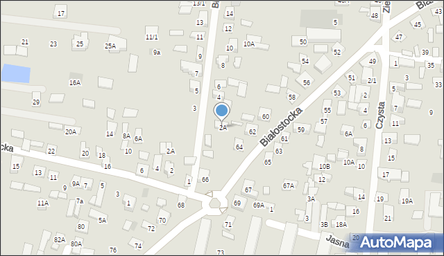 Wasilków, Błękitna, 2A, mapa Wasilków