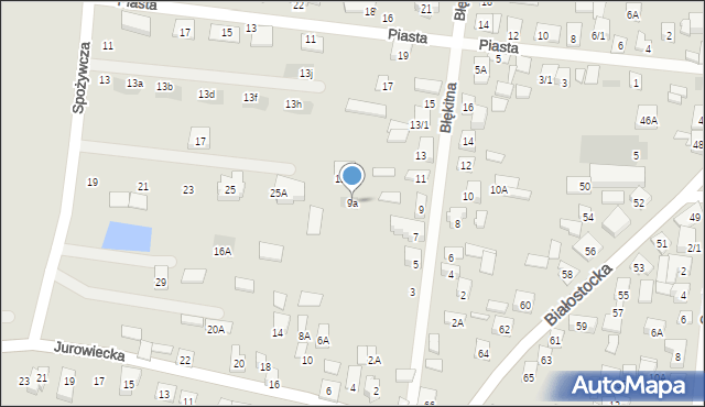 Wasilków, Błękitna, 9a, mapa Wasilków