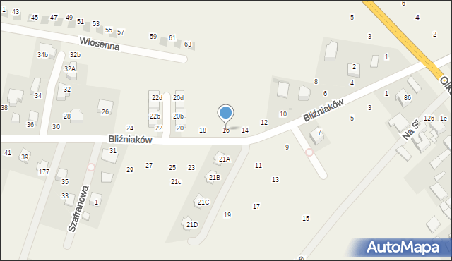 Wielka Wieś, Bliźniaków, 16, mapa Wielka Wieś