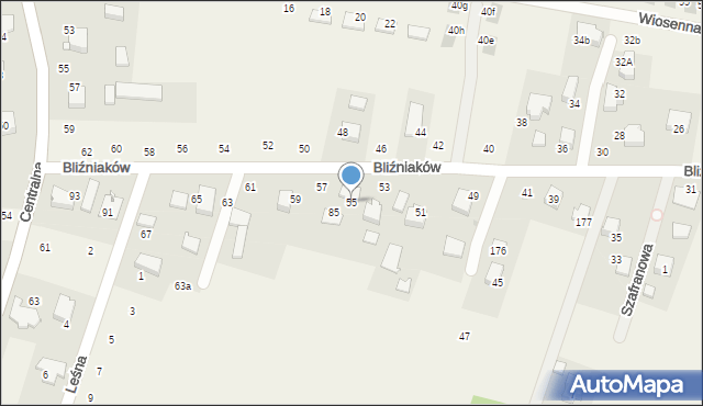 Wielka Wieś, Bliźniaków, 55, mapa Wielka Wieś