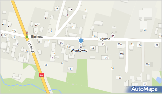 Włynkówko, Błękitna, 10, mapa Włynkówko