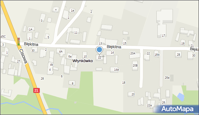 Włynkówko, Błękitna, 12, mapa Włynkówko