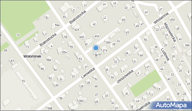 Wołomin, Błońska, 38, mapa Wołomin