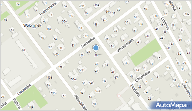 Wołomin, Błońska, 49, mapa Wołomin