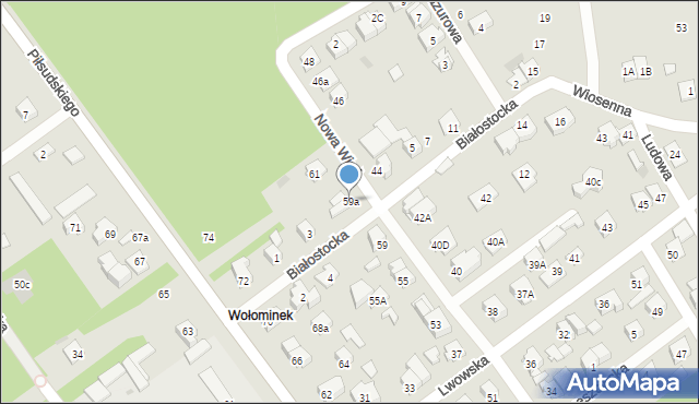 Wołomin, Błońska, 59a, mapa Wołomin