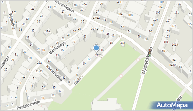 Wrocław, bł. Stein Edyty, 14, mapa Wrocławia