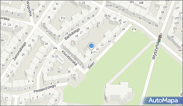 Wrocław, bł. Stein Edyty, 8, mapa Wrocławia