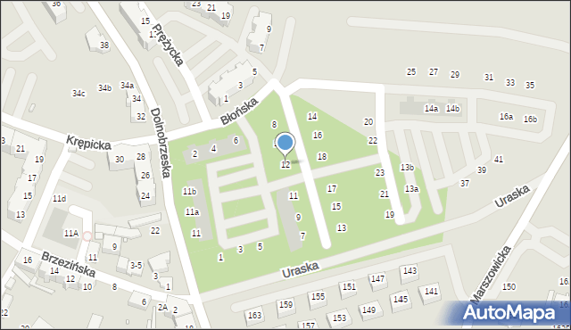 Wrocław, Błońska, 12, mapa Wrocławia