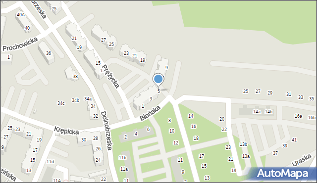 Wrocław, Błońska, 5, mapa Wrocławia