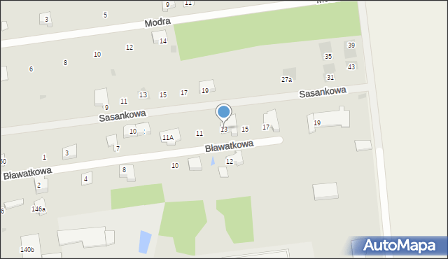 Wyszków, Bławatkowa, 13, mapa Wyszków