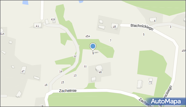 Zachełmie, Blachnickiego Franciszka, ks., 9, mapa Zachełmie