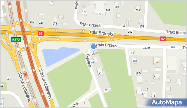 Zakręt, Błękitna, 20, mapa Zakręt