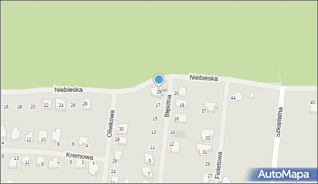 Zielona Góra, Błękitna, 19, mapa Zielona Góra