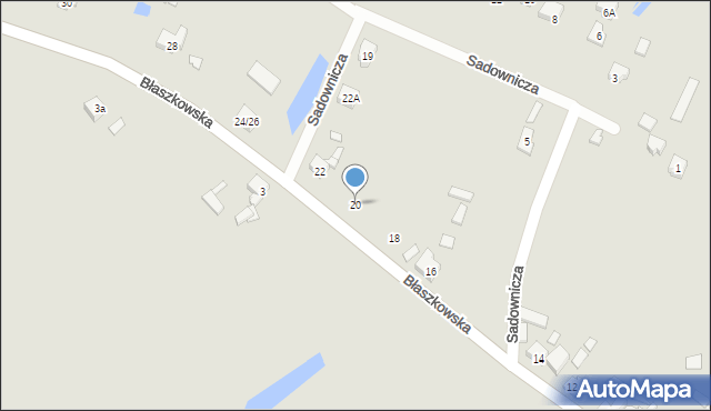 Złoczew, Błaszkowska, 20, mapa Złoczew