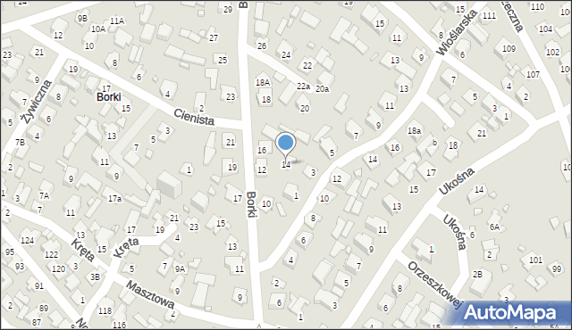 Augustów, Borki, 14, mapa Augustów