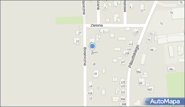 Babimost, Botaniczna, 20, mapa Babimost