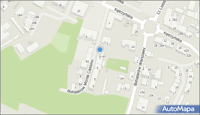 Bartoszyce, Bohaterów Monte Cassino, 3, mapa Bartoszyce