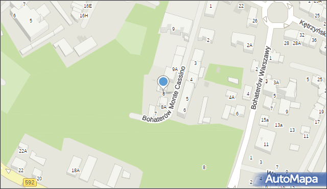 Bartoszyce, Bohaterów Monte Cassino, 8, mapa Bartoszyce
