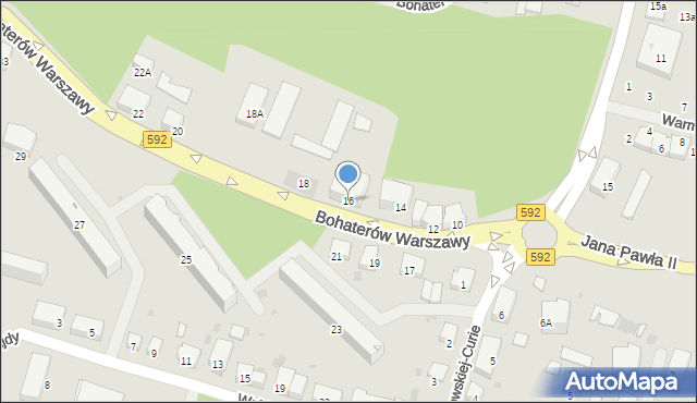 Bartoszyce, Bohaterów Warszawy, 16, mapa Bartoszyce