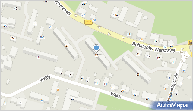 Bartoszyce, Bohaterów Warszawy, 25, mapa Bartoszyce