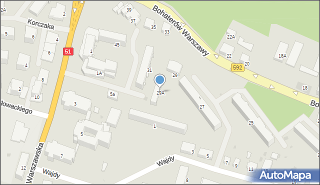 Bartoszyce, Bohaterów Warszawy, 29A, mapa Bartoszyce