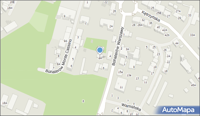 Bartoszyce, Bohaterów Warszawy, 4A, mapa Bartoszyce