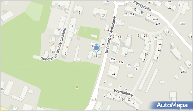 Bartoszyce, Bohaterów Warszawy, 6, mapa Bartoszyce