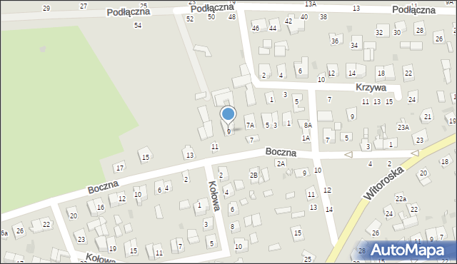 Biała Podlaska, Boczna, 9, mapa Białej Podlaskiej