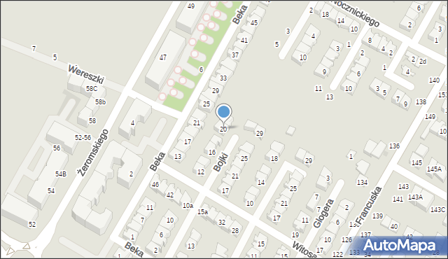 Biała Podlaska, Bojki Jakuba, 20, mapa Białej Podlaskiej