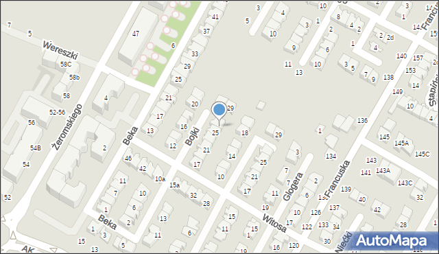 Biała Podlaska, Bojki Jakuba, 27, mapa Białej Podlaskiej