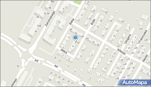 Biała Podlaska, Bojki Jakuba, 8, mapa Białej Podlaskiej