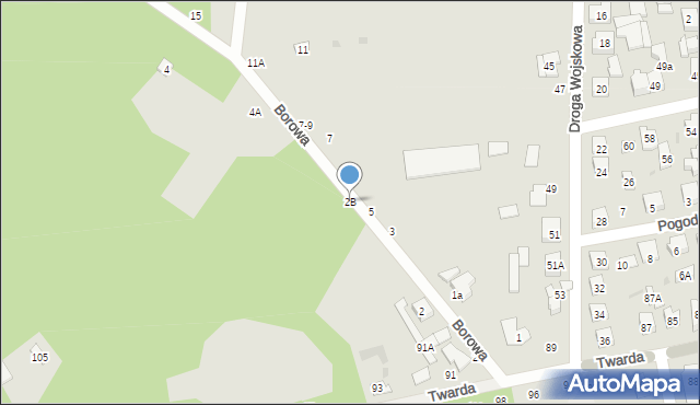Biała Podlaska, Borowa, 2B, mapa Białej Podlaskiej