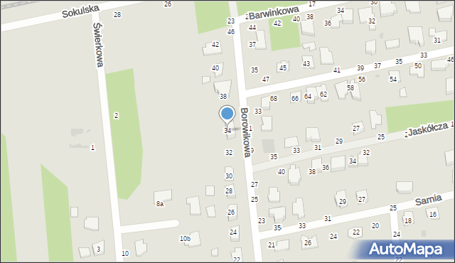Biała Podlaska, Borowikowa, 34, mapa Białej Podlaskiej