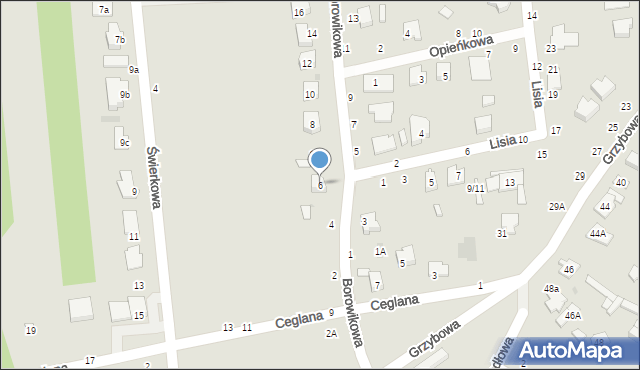 Biała Podlaska, Borowikowa, 6, mapa Białej Podlaskiej