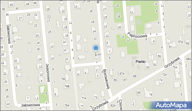 Biała Podlaska, Borówkowa, 8, mapa Białej Podlaskiej