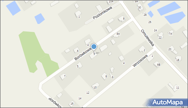Białobrzeg Bliższy, Borówkowa, 3, mapa Białobrzeg Bliższy