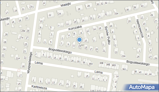 Białystok, Bogusławskiego Wojciecha, 13, mapa Białegostoku