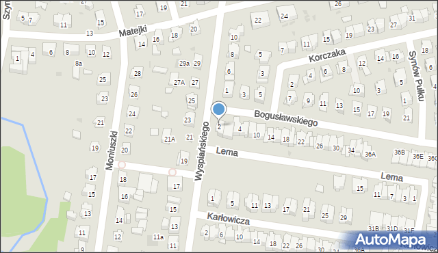 Białystok, Bogusławskiego Wojciecha, 2, mapa Białegostoku
