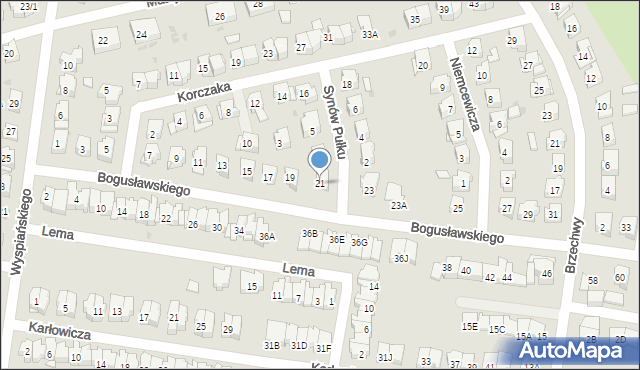 Białystok, Bogusławskiego Wojciecha, 21, mapa Białegostoku