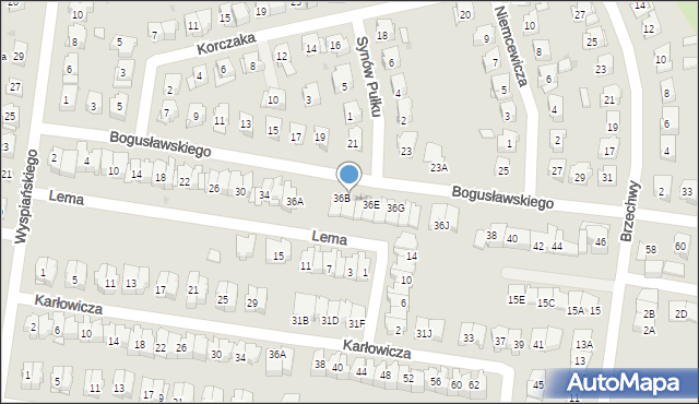 Białystok, Bogusławskiego Wojciecha, 36C, mapa Białegostoku
