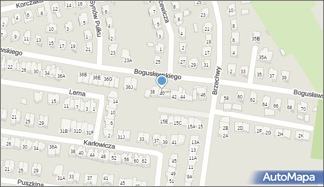 Białystok, Bogusławskiego Wojciecha, 40, mapa Białegostoku