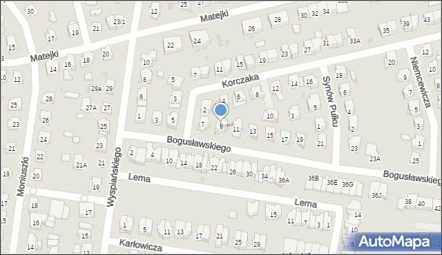 Białystok, Bogusławskiego Wojciecha, 9, mapa Białegostoku
