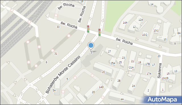 Białystok, Bohaterów Monte Cassino, 3, mapa Białegostoku