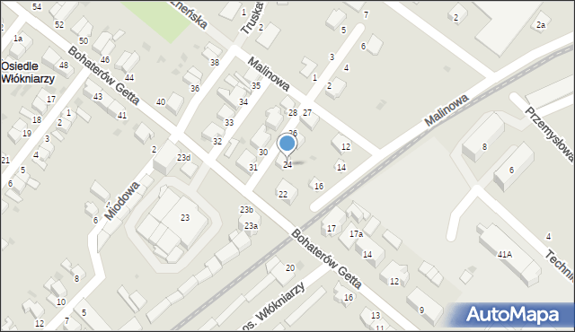 Bielawa, Bohaterów Getta, 24, mapa Bielawa