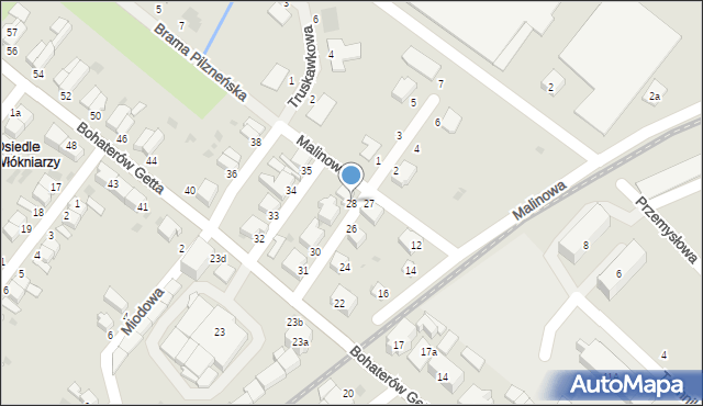 Bielawa, Bohaterów Getta, 28, mapa Bielawa