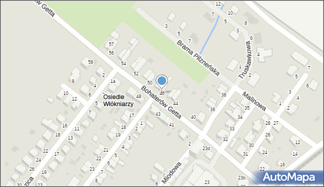 Bielawa, Bohaterów Getta, 46, mapa Bielawa