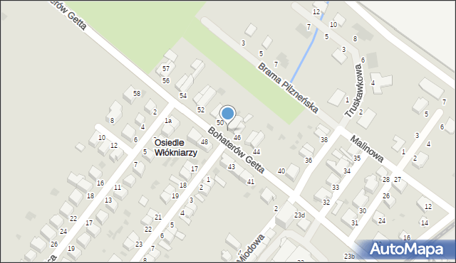 Bielawa, Bohaterów Getta, 47, mapa Bielawa