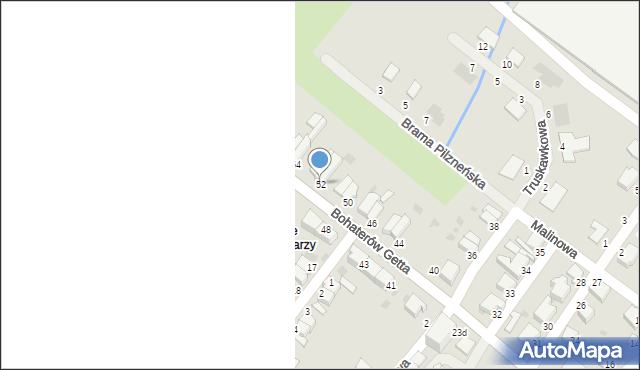 Bielawa, Bohaterów Getta, 52, mapa Bielawa