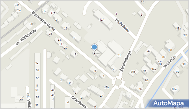 Bielawa, Bohaterów Getta, 7, mapa Bielawa